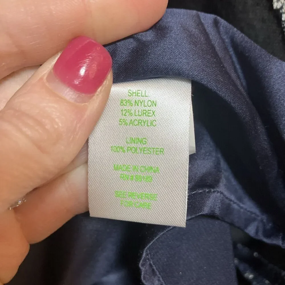 Lilly Pulitzer Ruthy Dress‎ True Navy Metallic Boucle Cap Sleeve Preppy Size 4 - Picture 9 of 12